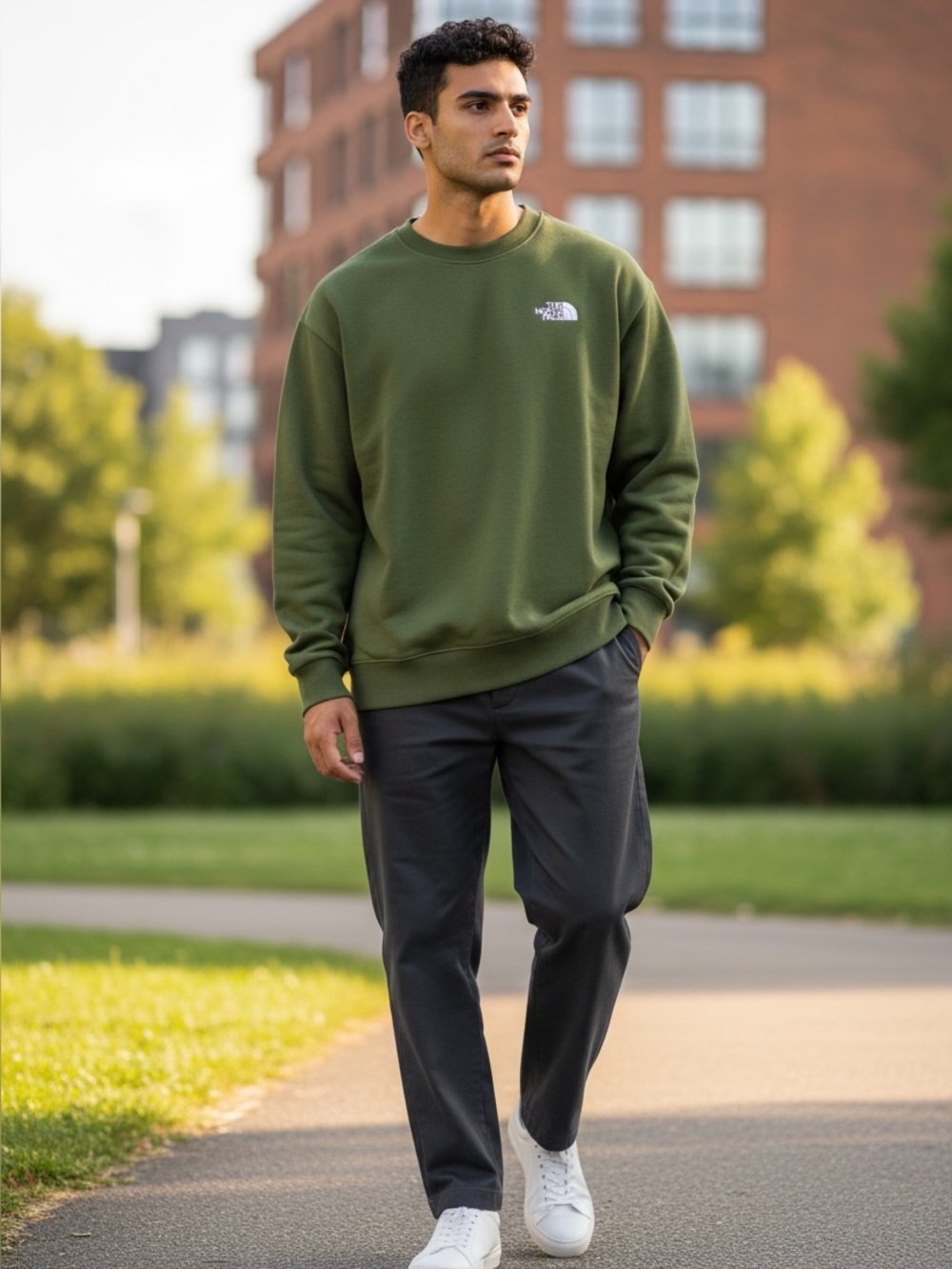 The North Face Evolution Simple Dome Crewneck Sweatshirt Green Sz M